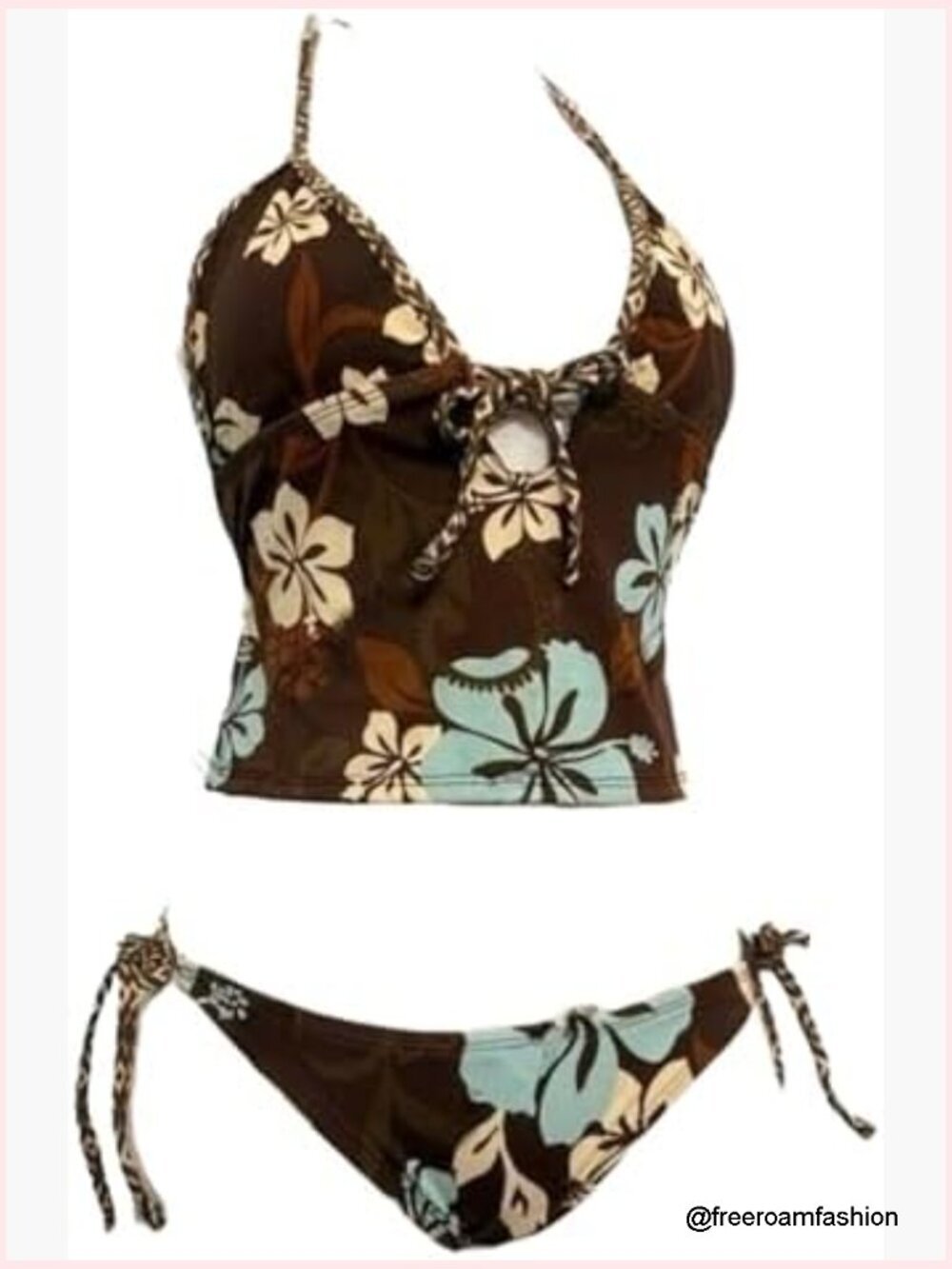 2-piece Floral Bikini Set, Low Rise Board Short, Adjustable Straps, Pull On,